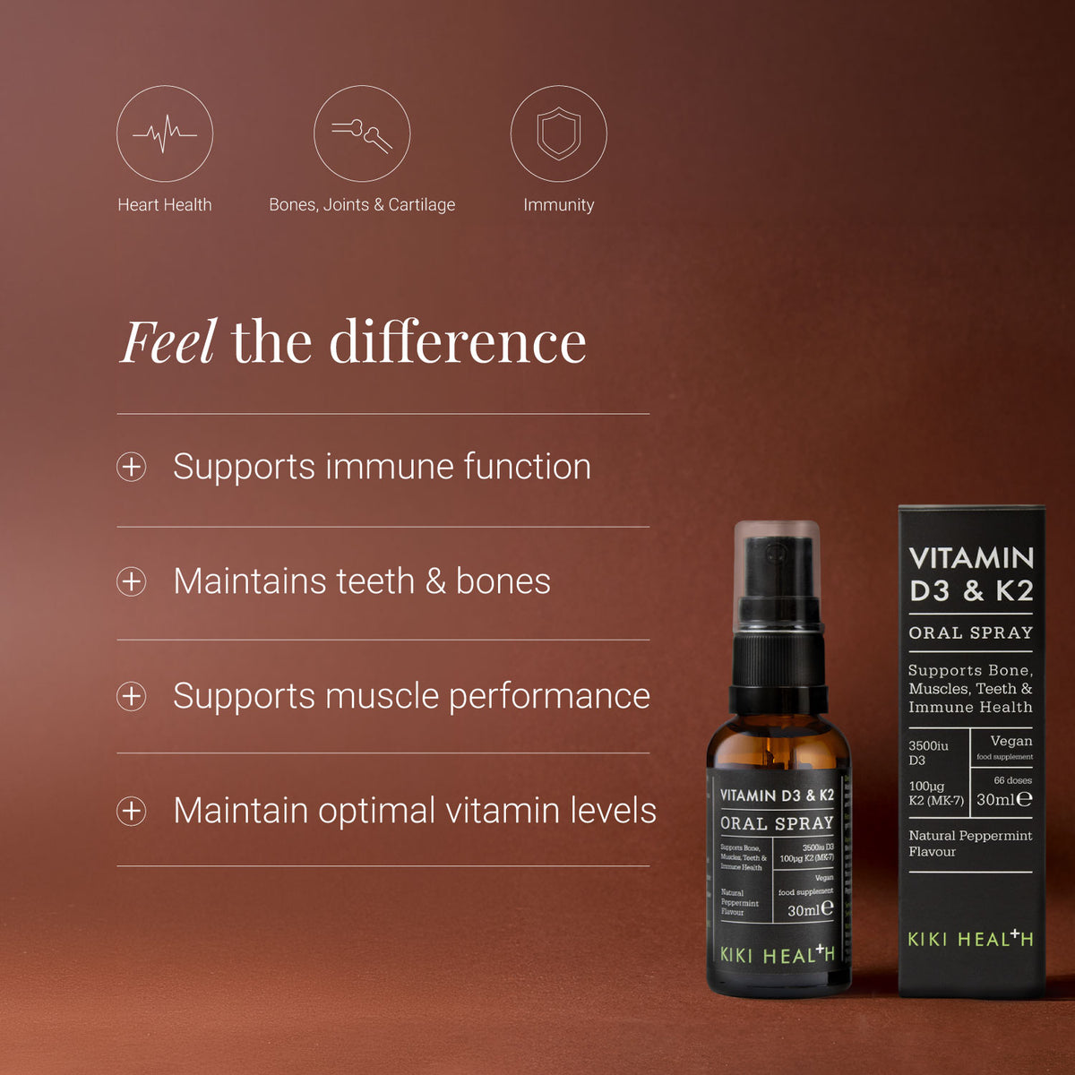 KIKI Health Vitamin D3 + K2 Oral Spray 3,500 IU 